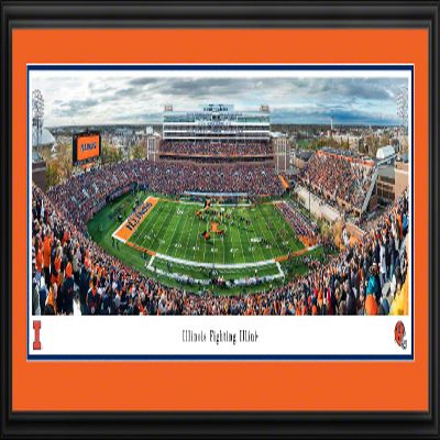 Illinois Football - 44x18-inch Double Mat, Deluxe Framed Picture by Blakeway Panoramas