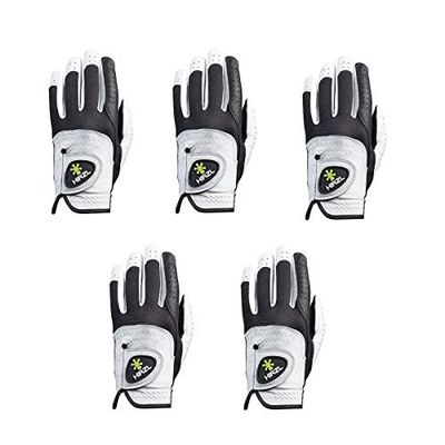 HIRZL Trust Control 2.0 Golf Gloves, All Weather Mens Golf Glove, White/Black, Kangaroo Leather Palm, Cabretta Leather Backhand, Trusted by Pros, Sweat Free, Ultimate Grip