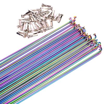 10pcs 14G Mountain Road Bike Bicycle Rainbow Spoke Wire Vacuum Plating Rainbow 304 Stainless Steel Spokes (Color : 291mm-10pcs)