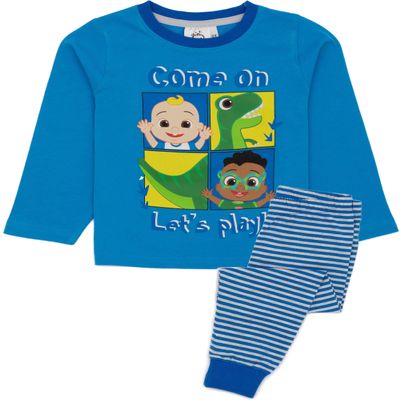 CoComelon Boys Pajama Set | Kids Blue Dinosaur JJ Cody Loungewear T-Shirt & Pants Complete PJ Bundle | Nightwear Pajama Gift