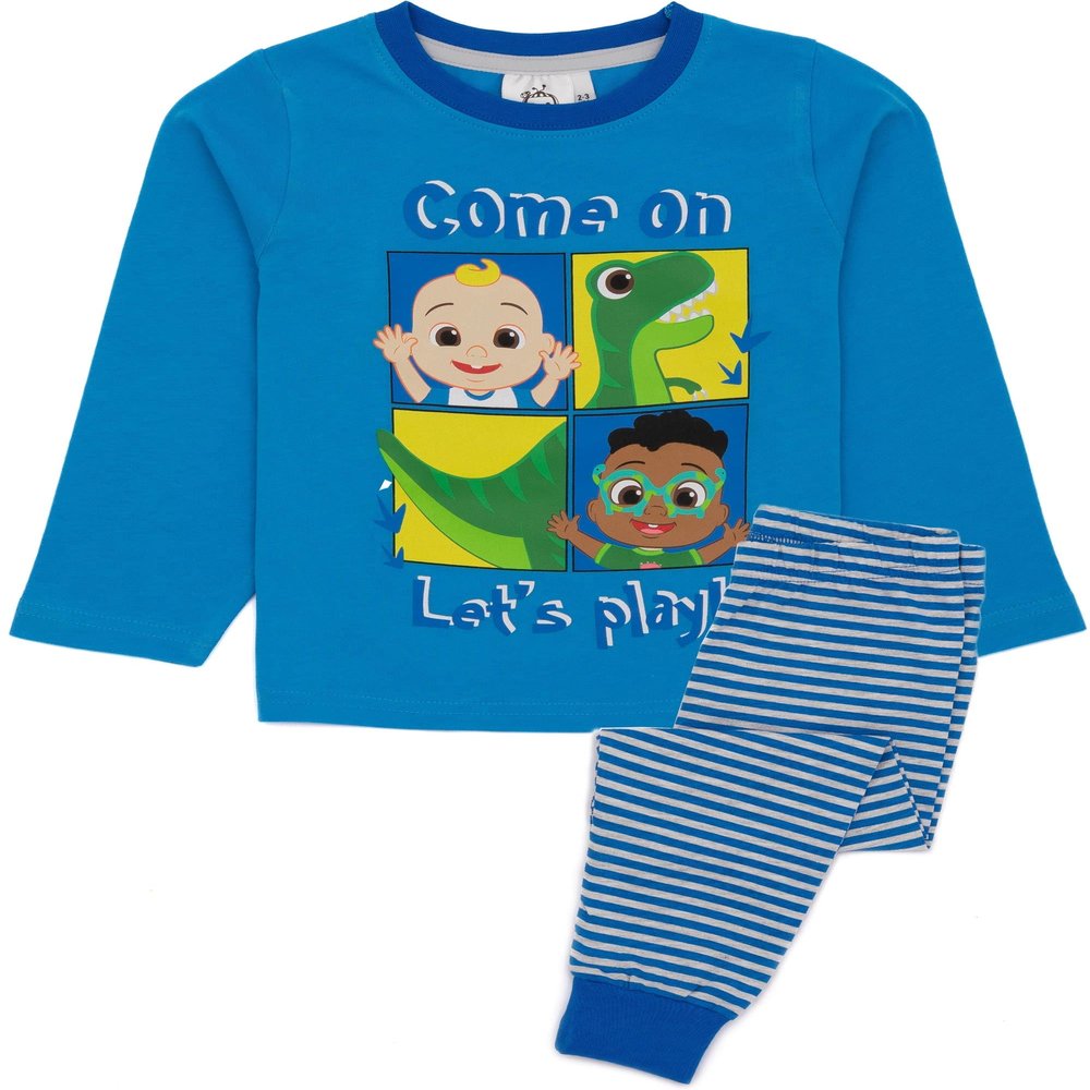 CoComelon Boys Pajama Set | Kids Blue Dinosaur JJ Cody Loungewear T-Shirt & Pants Complete PJ Bundle | Nightwear Pajama Gift