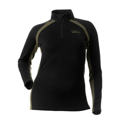 DOING SOMETHING GREAT Women's D-Tech 1/4 Zip Base Layer Hunting Shirts (Black/Olive, Large)