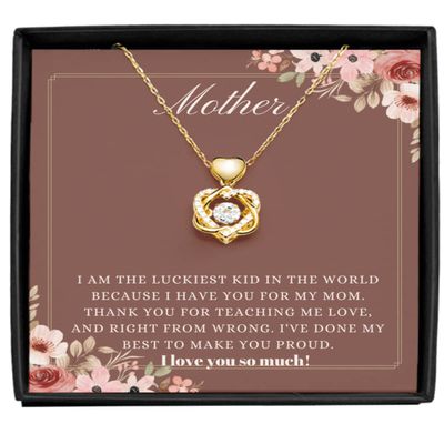 Heart Knot Gold Necklace Luxury Box Mother Heart Knot Necklace Gift