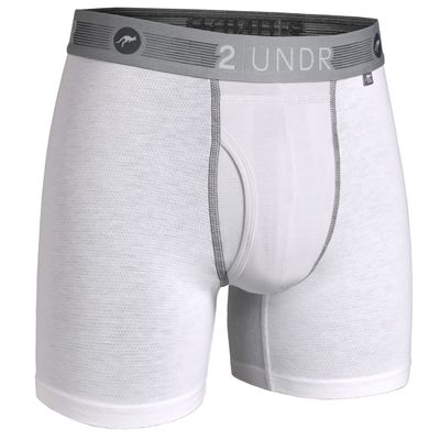 2UNDR Men's 6" Flow Shift Boxer Briefs (White, X-Large)
