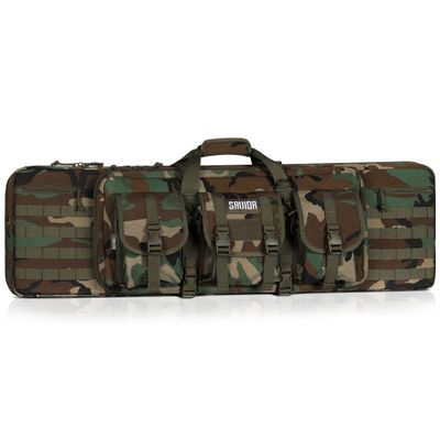 Savior Equipment American Classic Tactical Double Long Gun Bag Pistol Transportation Case w/Backpack Strap, 55 Inch M81 Woodland Camo