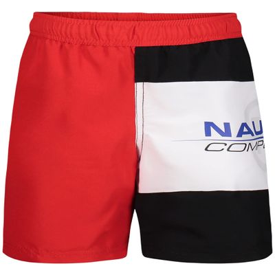 Nautica Boys' Swim Trunk with UPF 50+ Sun Protection, NC Red CB, 4