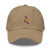 Parrot hat, Embroidered Unisex Baseball hat, Parrot hat for Adults, Parrot Gifts, for Parrot Lovers. Khaki view 1