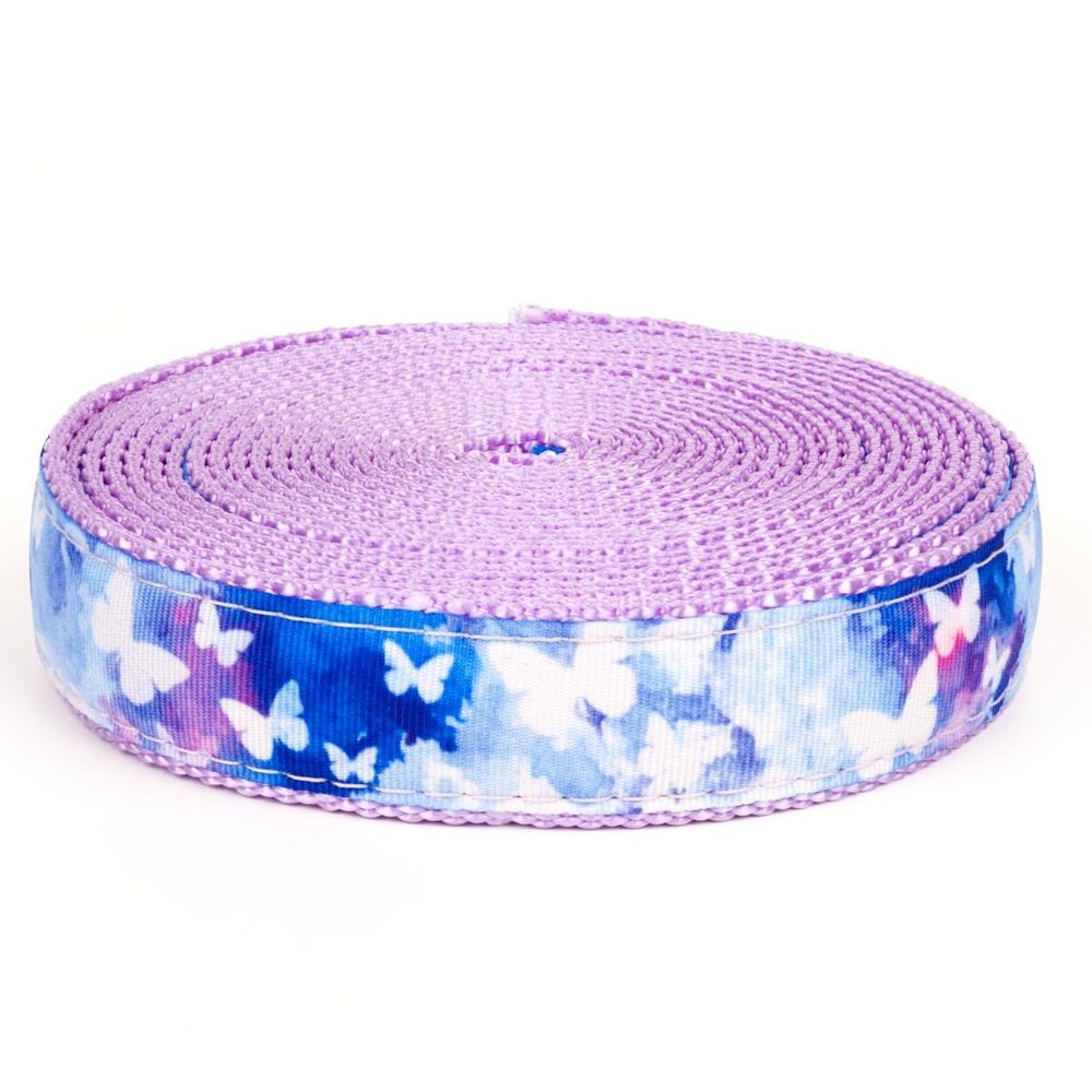 Country Brook Design - Watercolor Butterflies on Lavender Nylon Webbing (1 Inch, 10 Yards)