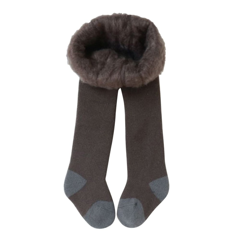 Toddler Kids Baby Girls Cotton Thick Fleece Lined Warm Full Leggings Pantihose Stretchy Basic Full (Coffee, 4-6 Years)