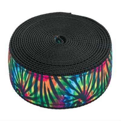 Country Brook Design - Tie Dye Stripes Ribbon on Black Nylon Webbing (1 Inch, 10 Yards)