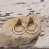 Bohemian Boho Leather Geometric Circle Round Earrings Dangling Drop Frosted Metal Square Hook Earrings for Women Simple Jewelry-silver big view 2