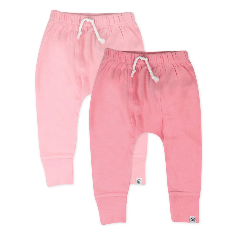 HonestBaby Multipack Honest Pants Joggers Pull on 100% Organic Cotton for Infant Baby and Toddler, Boys, Girls, Unisex, Strawberry Cream, 6-9 Months