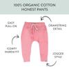 HonestBaby Multipack Honest Pants Joggers Pull on 100% Organic Cotton for Infant Baby and Toddler, Boys, Girls, Unisex, Strawberry Cream, 6-9 Months view 2