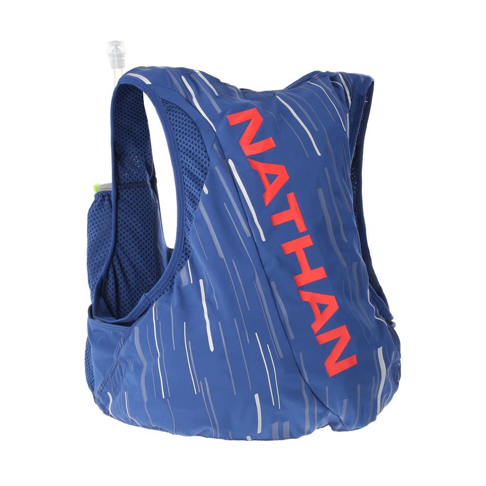 Nathan Men's Pinnacle Race Vest 4L Hydration Pack, Two 20 oz Soft Flasks, Running, Hiking, Water-Resistant, Moisture Wicking, Adjustable Straps