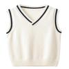 JiaYou Girls Boys Sweater Vest Unisex Cable Knit Cotton Uniform Vest(White,7 Years) view 1