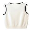 JiaYou Girls Boys Sweater Vest Unisex Cable Knit Cotton Uniform Vest(White,7 Years) view 2