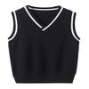 JiaYou Girls Boys Sweater Vest Unisex Cable Knit Cotton Uniform Vest(Dark Blue,7 Years) view 1