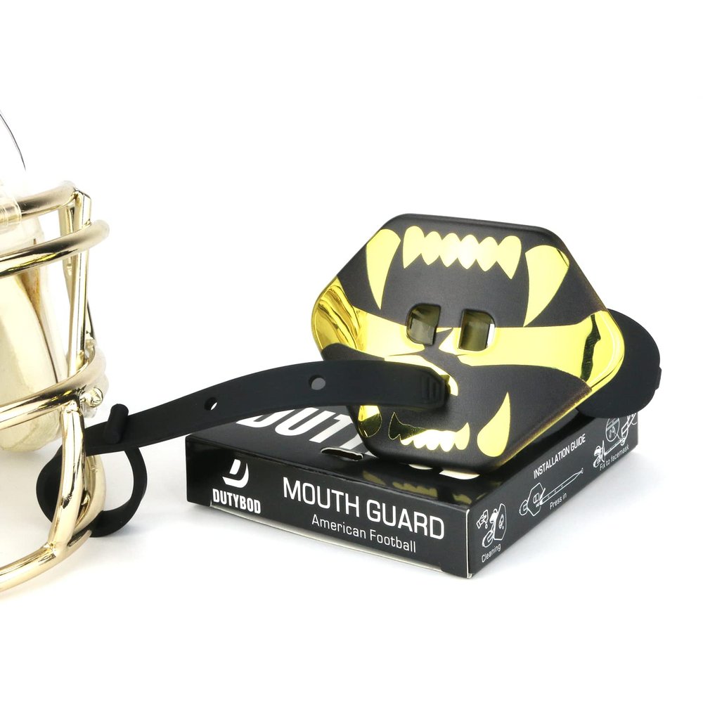 DUTYBOD Football Mouth Guard Double Braces Mouth Guard Upper and Lower Teeth Protection Mouth Guard No Boil-Instant Fit for Youth and Adults(Yellow)