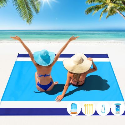 Famstar Beach Blanket Oversized Extra Large 78" X 81",Waterproof Sandproof Beach Blanket 1-7 Adults Lightweight Durable for Travel Camping Hiking Picnic