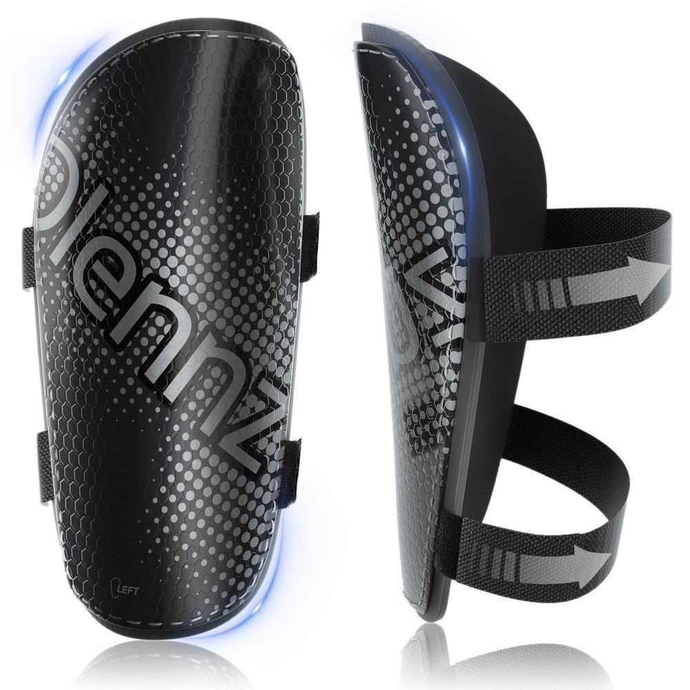 RAYSHARP Shin Guards Soccer Youth - Comfortable and Durable Toddler Kids Soccer Shin Guards with Adjustable Straps for Teenagers Adults Black M