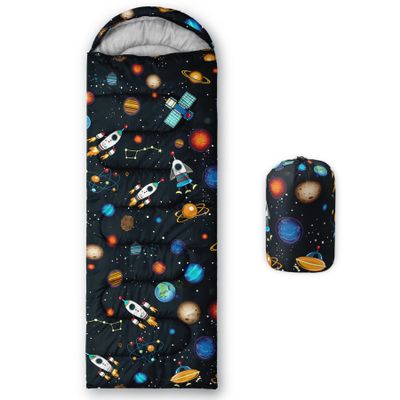 BailiPromise Outer Space Rocket Printed Camping Sleeping Bags,3 Season Warm Weather,Lightweight,Waterproof Sleeping Bags for Adults & Kids,Traveling,and Outdoors,Camping Gear Equipment,31x90inch