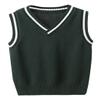 JiaYou Girls Boys Sweater Vest Unisex Cable Knit Cotton Uniform Vest(Green,11 Years) view 1