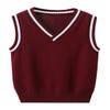 JiaYou Girls Boys Sweater Vest Unisex Cable Knit Cotton Uniform Vest(Red,15 Years) view 1