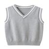 JiaYou Girls Boys Sweater Vest Unisex Cable Knit Cotton Uniform Vest(Grey,7 Years) view 1