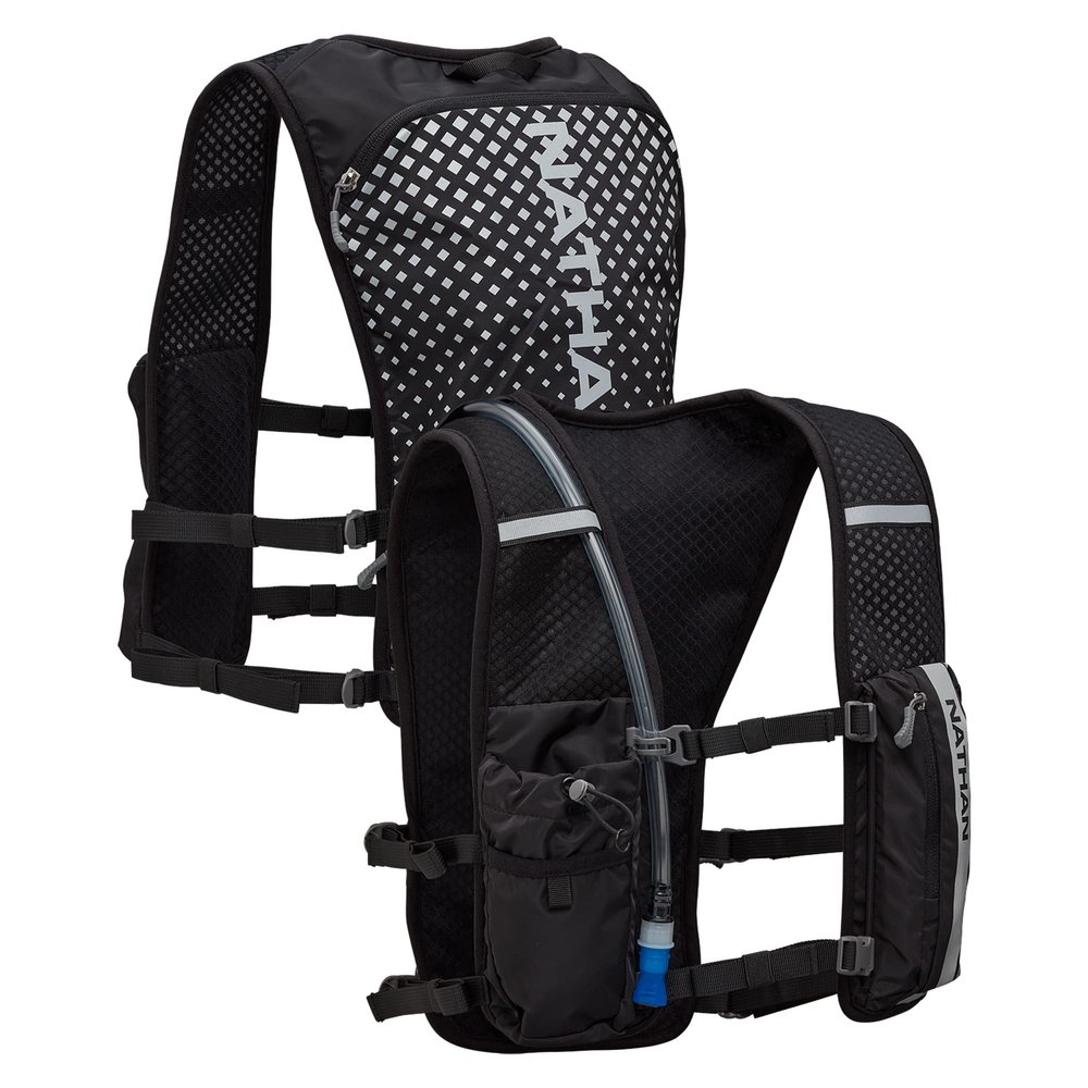Nathan Hypernight QuickStart 2.0 4 Liter Hydration Pack w/ 1.5L Bladder, Reflective to Be Seen at Night, Front Water Bottle Pockets, Moisture Wicking, Unisex