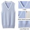 JiaYou Girls Boys Sweater Vest Unisex Cable Knit Cotton Uniform Vest(Blue,13 Years) view 3