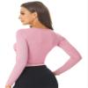 Kaerm Womens Long Sleeve Ballet Belly Dance Cardigan Wrap Top V Neck Tie Shrug Sweater Crop Top T-Shirt Tees Pink X-Large view 3
