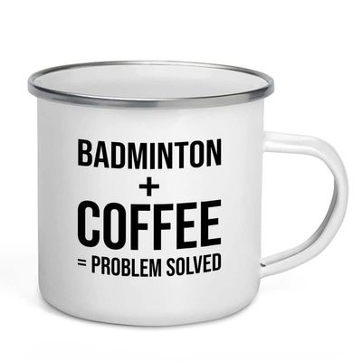 Sports Camper Mug 12oz - Badminton + Coffee - Badminton Player Racket Sport Theme for Athlete Net Birdie Badmintonist Court Game