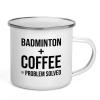 Sports Camper Mug 12oz - Badminton + Coffee - Badminton Player Racket Sport Theme for Athlete Net Birdie Badmintonist Court Game view 1