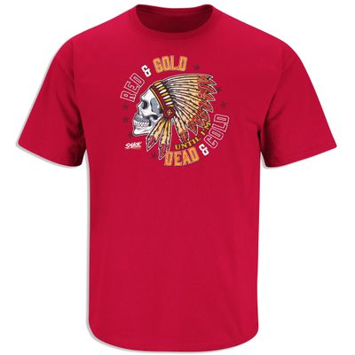Skull T-Shirt for K C Football Fans (SM-5XL) (Red Short Sleeve, Large)