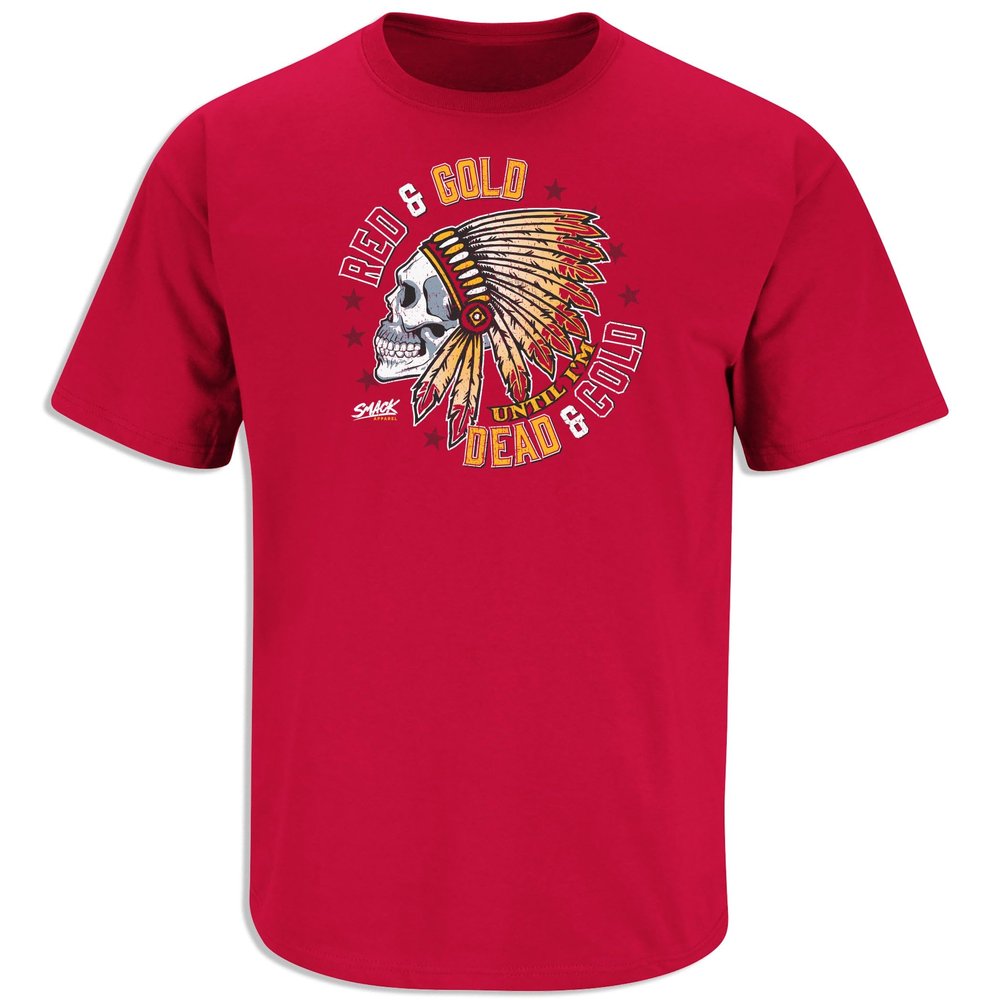 Skull T-Shirt for K C Football Fans (SM-5XL) (Red Short Sleeve, Large)
