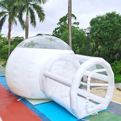 Bubble Tent,Inflatable Tent Grade PVC Clear Eco Dome Camping Bubble Tent W/Fan, Screen House for Patios,Weather Proof Pod,Cold Protection Camping Tent (9.8 x 7.9ft+6.6 x 5.9ft, Translucent A)