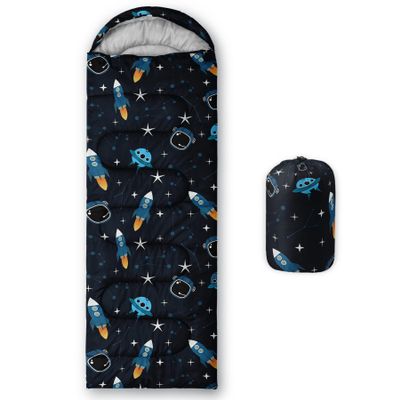BailiPromise Outer Space Rocket Printed Camping Sleeping Bags,3 Season Warm Weather,Lightweight,Waterproof Sleeping Bags for Adults & Kids,Traveling,and Outdoors,Camping Gear Equipment,31x90inch