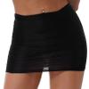 Sxiwei Woman's Sheer Ruched Micro Short Mini Skirt See-Through Transparent Night Club Bodycon Skirt Black Medium view 1