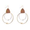 Bohemian Boho Leather Geometric Circle Round Earrings Dangling Drop Frosted Metal Square Hook Earrings for Women Simple Jewelry-gold big view 1