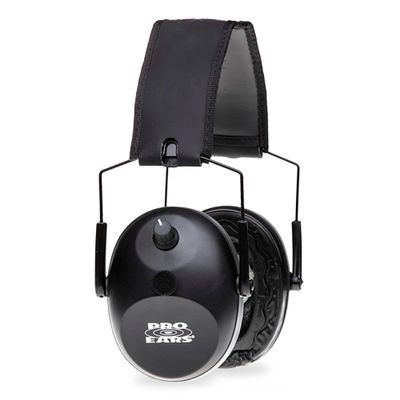 Pro Ears Gold II 26 Ear Muffs, NRR 26, Military Grade Electronic Hearing Protection with DLSC Compression, Gel Ear Seals & Auto Shut Off, Amplifies Sound 8x, Made in USA, Black with Metal Headband