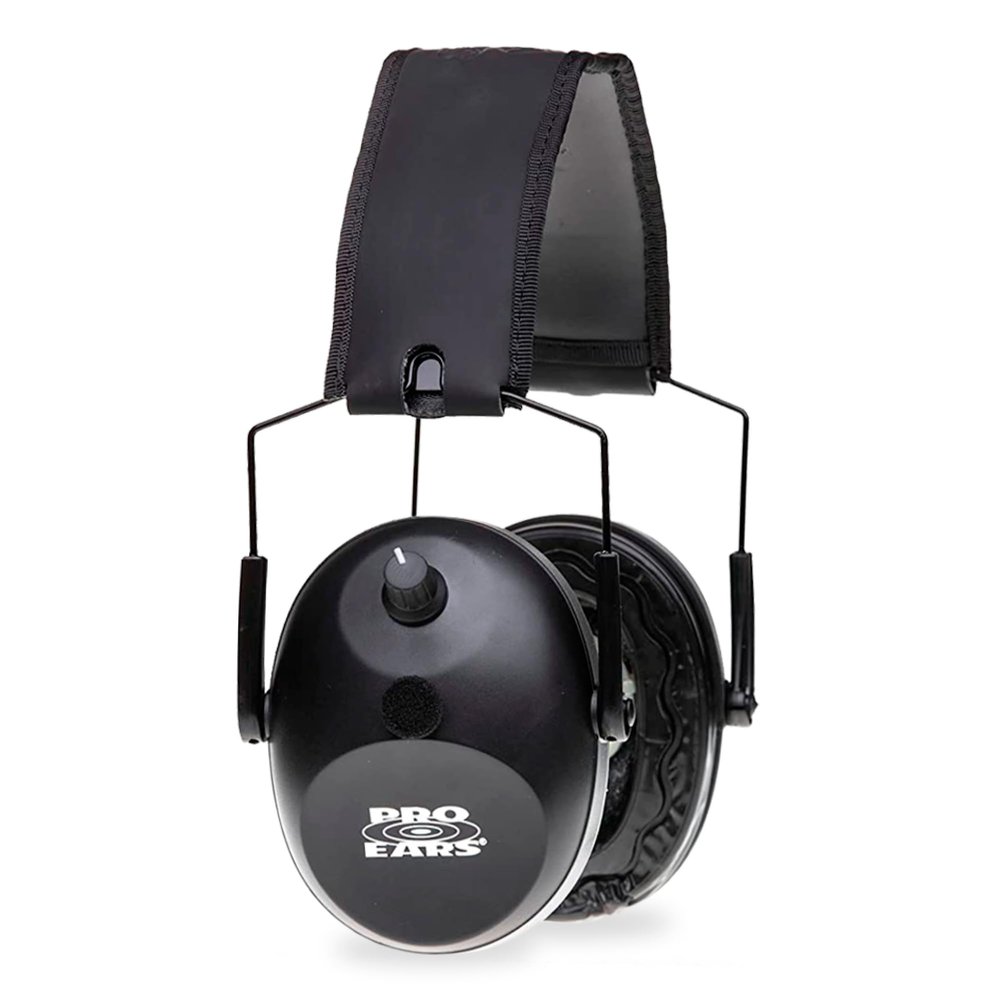 Pro Ears Gold II 26 Ear Muffs, NRR 26, Military Grade Electronic Hearing Protection with DLSC Compression, Gel Ear Seals & Auto Shut Off, Amplifies Sound 8x, Made in USA, Black with Metal Headband