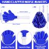 Sosation 144 Pcs Cheerleading Pom Poms Hand Clappers and Thunder Sticks Cheerleading Cheering Sticks Pompoms for Christmas Party Favors Sports Cheers Ball Dance Basketball Football Noisemakers, Blue view 2