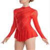 vastwit Women's Lyrical Dance Costume Long Sleeve Mesh Figure Skating Dress Backless Ballet Dance Leotard Red Type F Large view 1