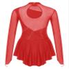 vastwit Women's Lyrical Dance Costume Long Sleeve Mesh Figure Skating Dress Backless Ballet Dance Leotard Red Type F Large view 4