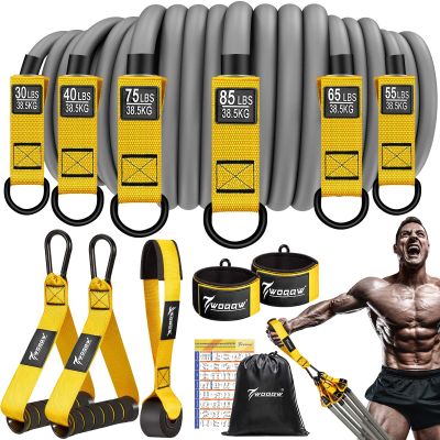 WOQQW Heavy Resistance Bands for Working Out, 350lbs/450lbs Exercise Bands with Handles, Workout Bands Set for Men, Fitness Weight Bands for Muscle Strength Training,Stretching,Slim,Home Gym Equipment