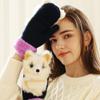 16D Cartoon Animal MittensCute Handmade Knitted Plush Animal Mittens Gloves, Full Fingers Thickening Soft Warm Mittens (red, Child) view 3