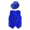 Jhaoyu Kids Boys Girls Sequins Jacket Shirt Vest Waistcoat Hip-hop Jazz Dance Performance Christmas Top with Hat Blue 13-14 Years view 3