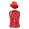 Jhaoyu Kids Boys Girls Sequins Jacket Shirt Vest Waistcoat Hip-hop Jazz Dance Performance Christmas Top with Hat Red 13-14 Years view 2