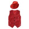 Jhaoyu Kids Boys Girls Sequins Jacket Shirt Vest Waistcoat Hip-hop Jazz Dance Performance Christmas Top with Hat Red 13-14 Years view 3