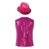 Jhaoyu Kids Boys Girls Sequins Jacket Shirt Vest Waistcoat Hip-hop Jazz Dance Performance Christmas Top with Hat Rose 5-6 Years view 2